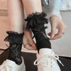 Solid Color Mid-Tube Socks Sweat Absorbent Stocking High Quality Lace Bow Socks  for Women