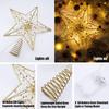 Christmas Tree Topper Star with LED String Light Glitter Christmas Tree Top Star Lamp for Christmas