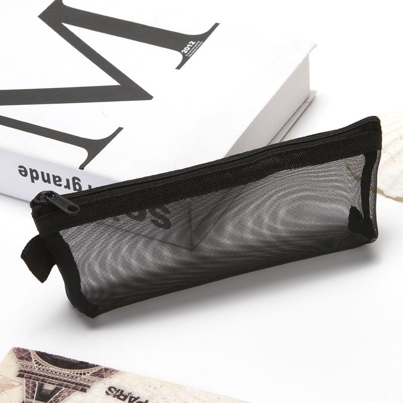 Large Capacity Simple Color Pencil Case Student Exam Series Hand Account Net Yarn Transparent Stationery Storage Supplies Bag
