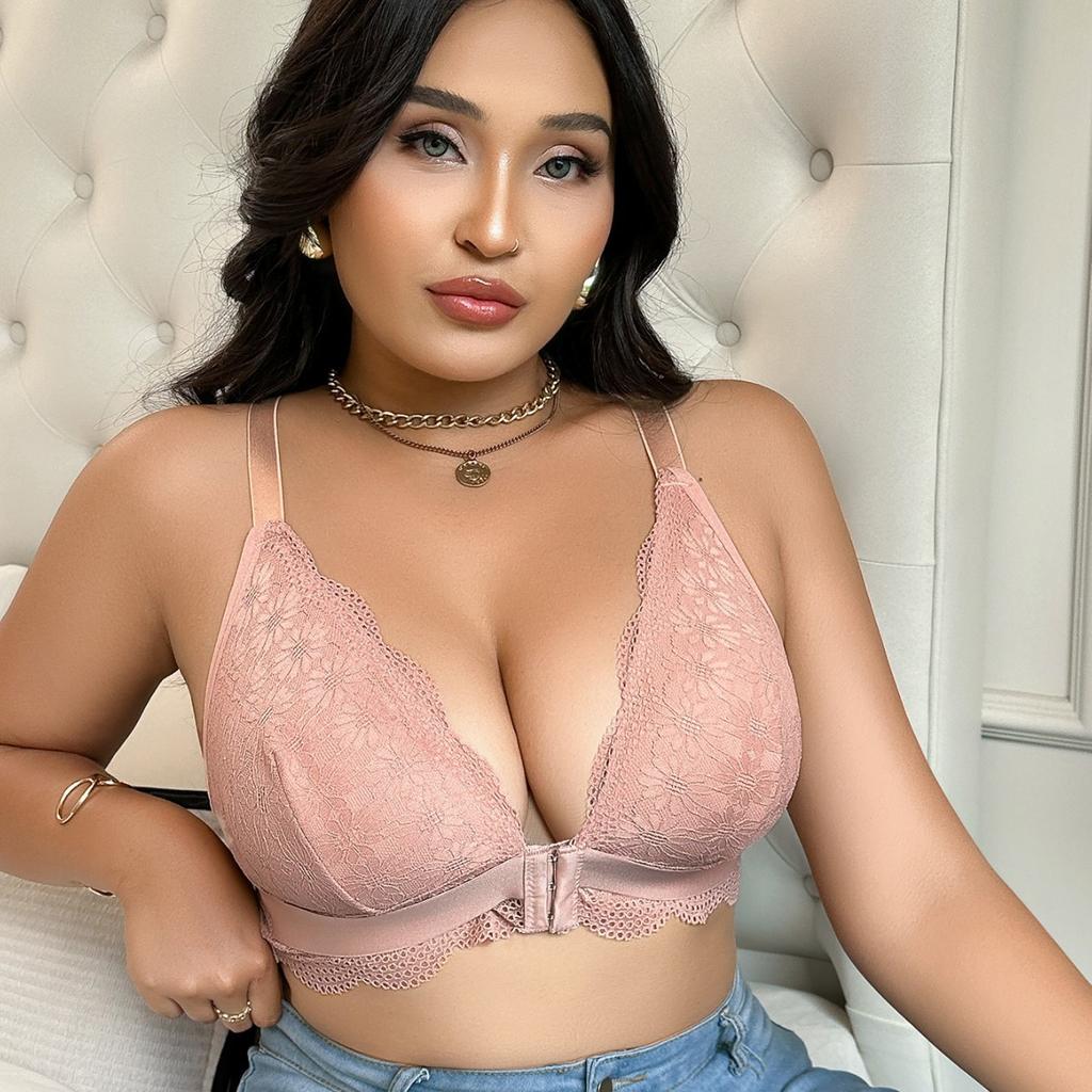 European and American Lace Front Clasp Design French Bra Romantic Push-up Sexy and Comfortable Underwear