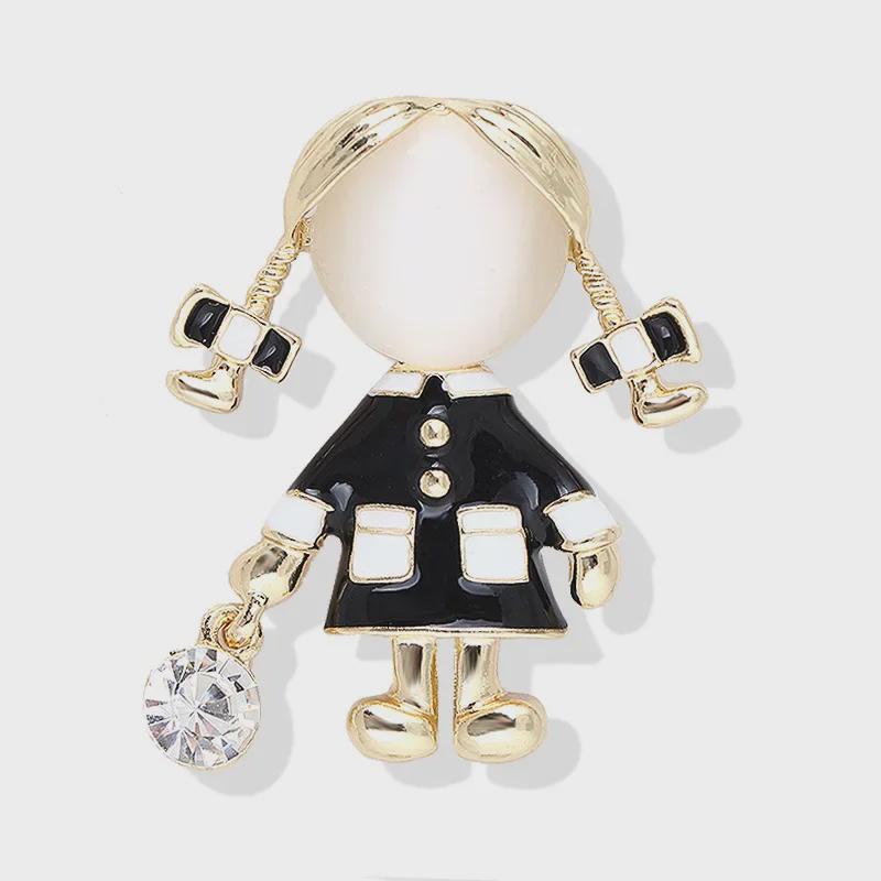 Милая брошь из камня кошачий глаз для девочек - модная инкрустация в виде капли масла