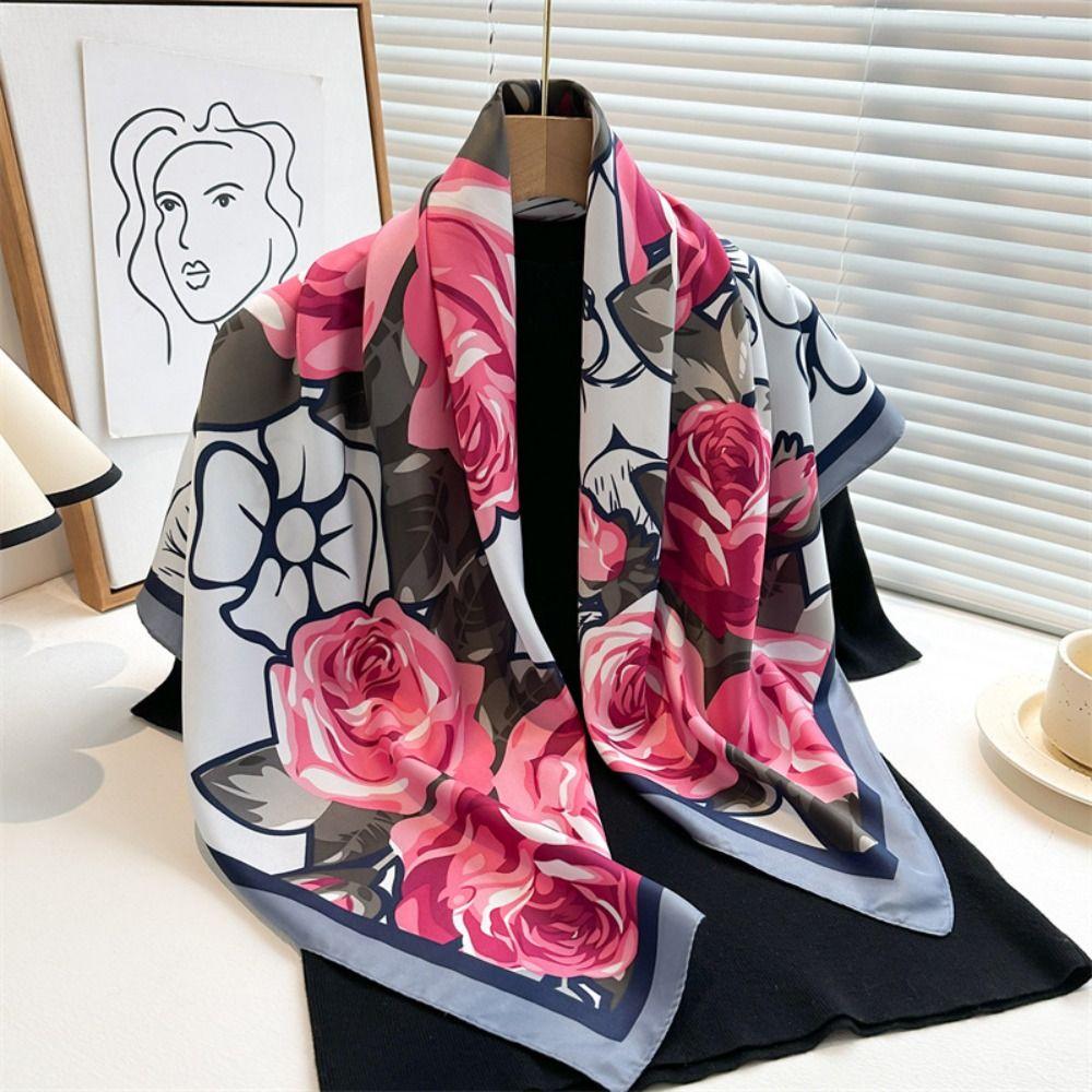 90x90cm Luxury Silk Scarf Print Bandana Women Headkerchief