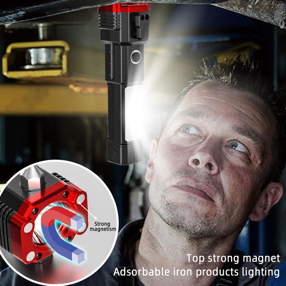 USB-зарядка, супер яркий светодиодный фонарик с безопасным молотком, боковой фонарь, портативный фонарь, уличное освещение для приключений