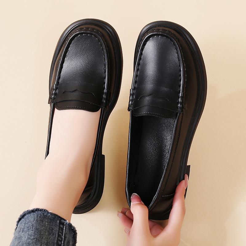 Женские мокасины, классические деловые туфли для офиса, повседневные черные кожаные туфли