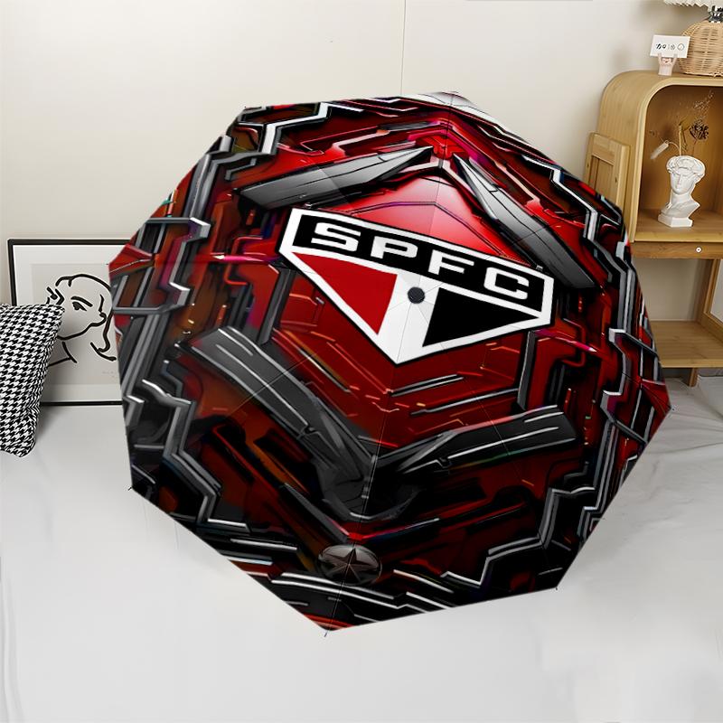 Автоматический зонт с принтом логотипа São Paulo FC, 8 спиц, железный каркас, пластиковая ручка, подходит для путешествий на открытом воздухе и на каждый день, идеальный подарок