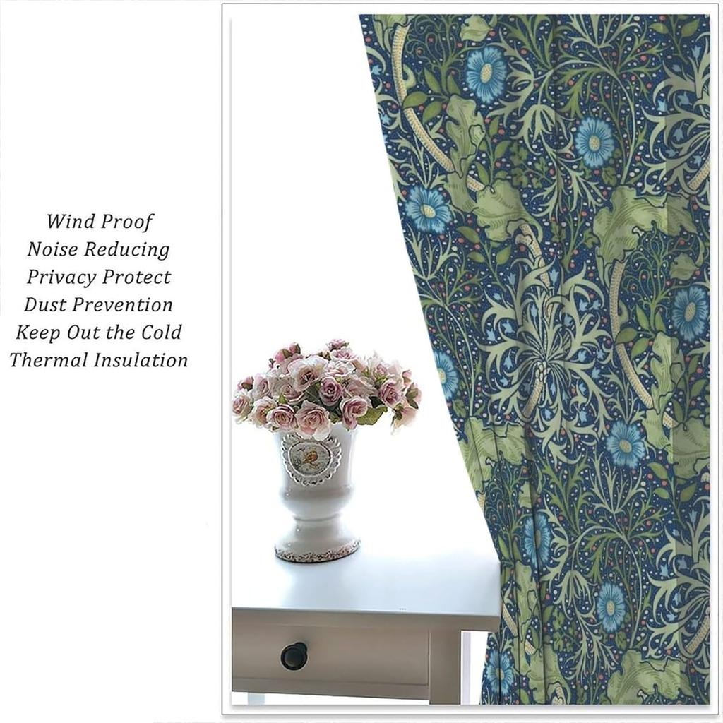 Шторы блэкаут с цветочным узором Уильяма Морриса Сельский фермерский цветочный бохо ретро узор оконные драпировки для гостиной спальни 21(W
