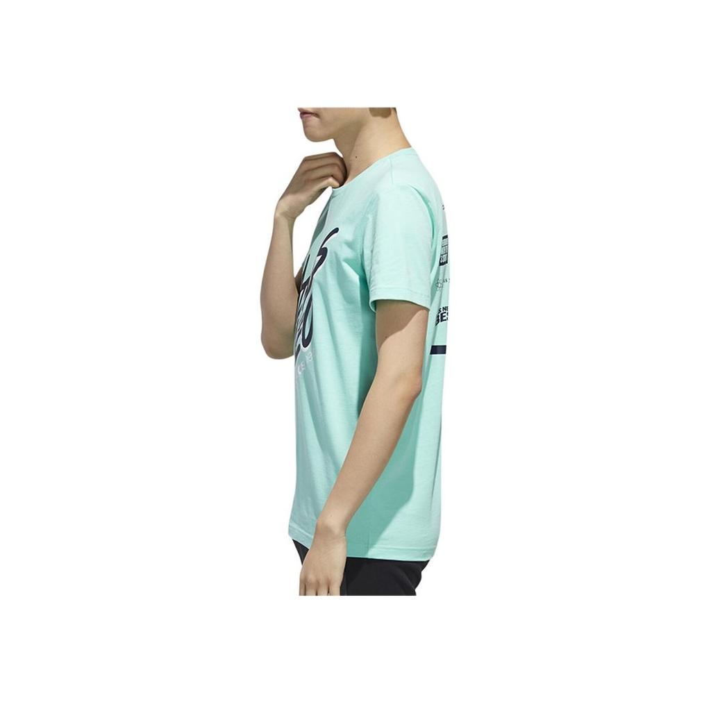 Adidas Neo Round Neck Comfortable Soft Breathable Short Sleeve T-Shirt Men Tops Mint-Green FP7353