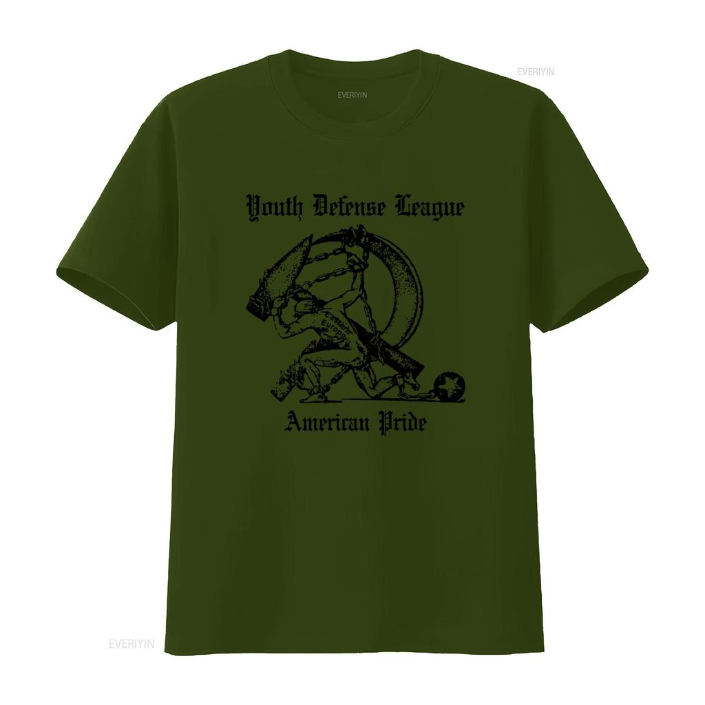 Футболка Youth Defense League с принтом American Pride Стильный и патриотичный дизайн для винтажной стирки Повседневная Дышащая