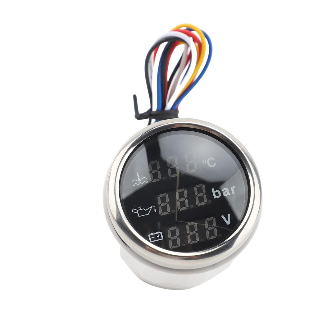 3 In 1 Instrument Sensor Kit Engine Coolant Temperature Oil Pressure Meter Battery Voltmeter for Car Boat 52mm Digital