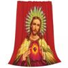 Sacred Heart Of Jesus Catholic Fuzzy Blanket Novelty Throw Blanket for Sofa Bedding Lounge 200x150cm Rug Piece