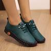 35-45,Soft-soled Shoes Women's Large Size Hand-stitched Lace-up Outside Casual Shoes, Ladies Imitation Leather Shoes