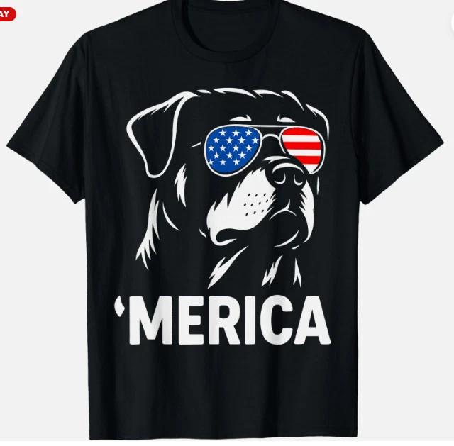 Merica Rottweiler 4th of July Patriotic Dog Design Unisex T-Shirt