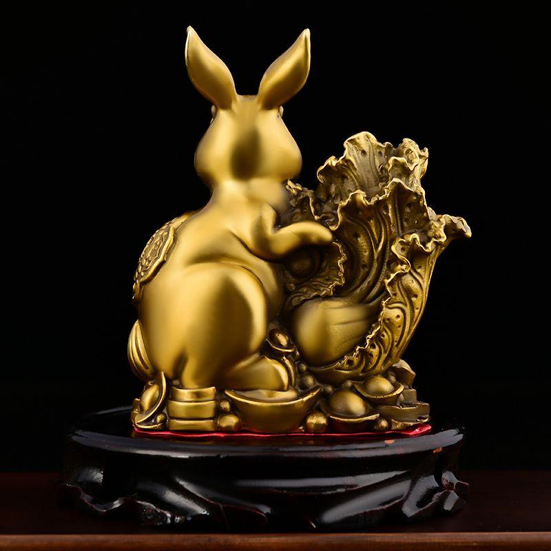Китайские медные украшения в виде кролика Чжаоцай привлекают богатство, предметы интерьера, украшение гостиной, талисман, кролик богатства, подарок