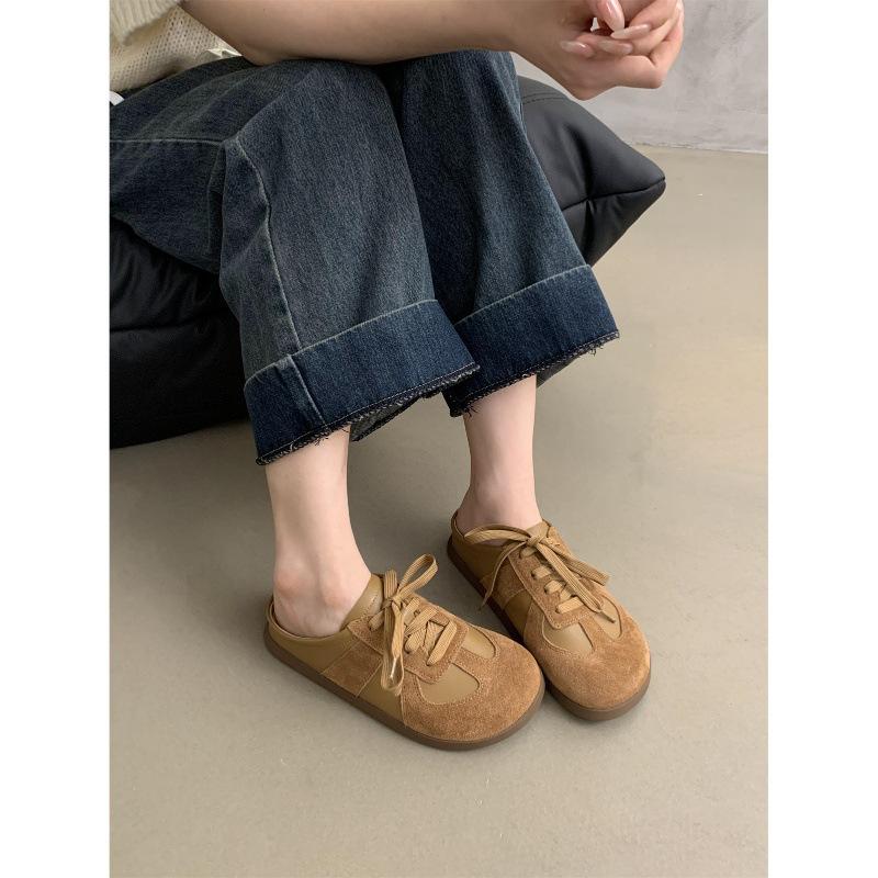 Тапочки Baotou, женская летняя одежда, ретро-обувь для моральной подготовки, женская толстая подошва без каблука и одна педаль, ленивая обувь