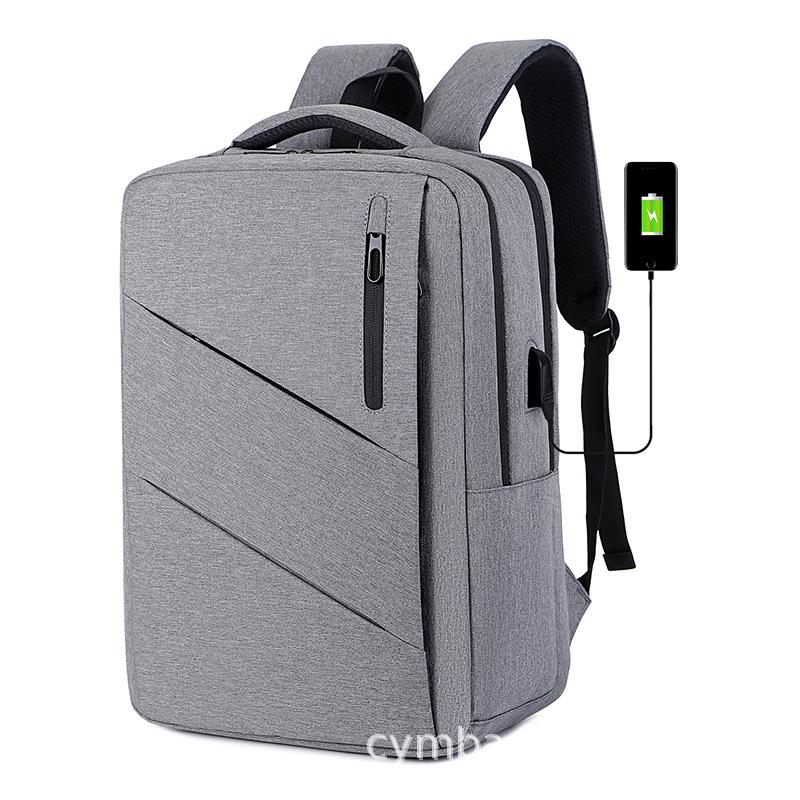 TS JYL laptop bag,Multi-Layer Laptop Backpack USB Simple Men School Bag