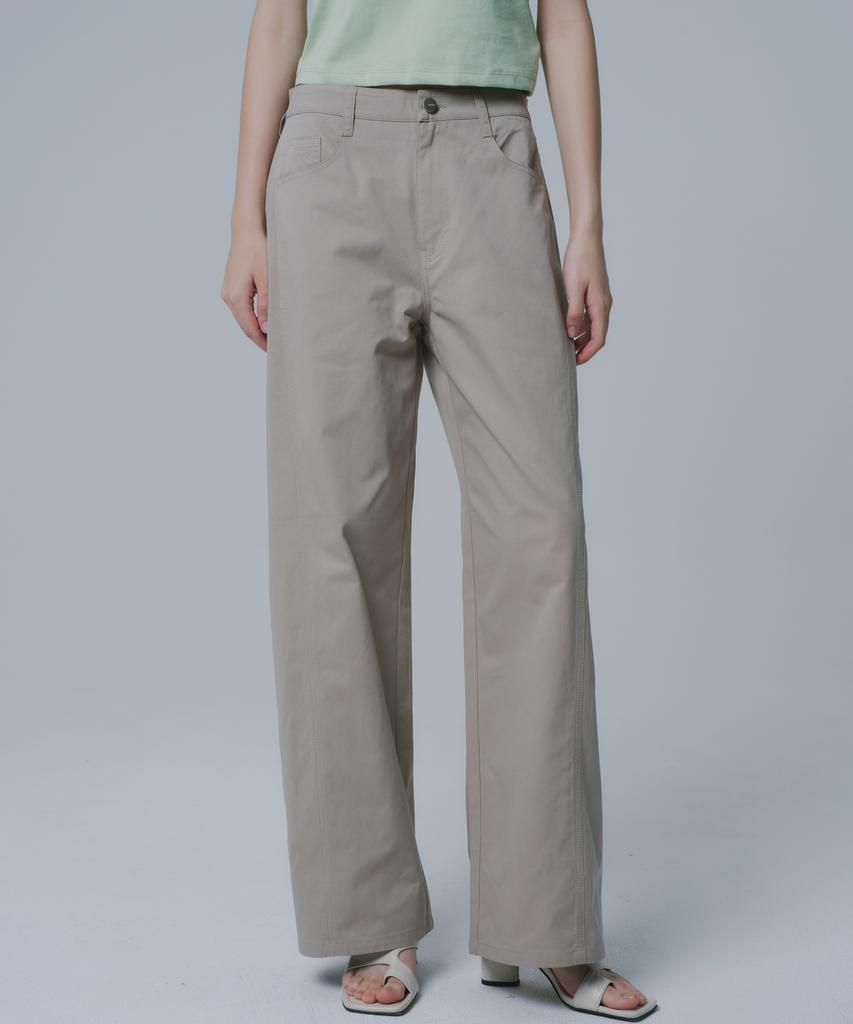 WAARFORWOMAN W1147 Cotton Straight Pants_Beige
