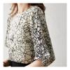 Navava Women Vintage Chiffon Printing Short Sleeve Blouse Nb1355