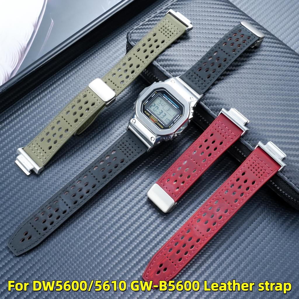 DW5600 Дышащий кожаный ремешок для часов Casio G-SHOCK DW-5600 5610 GW-B5600 Модифицированный мужской ремешок из коровьей кожи Металлический адаптер 16 мм