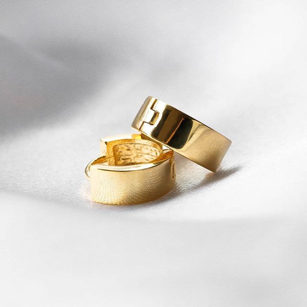 (Silver) Bold One-Touch Ring Earrings