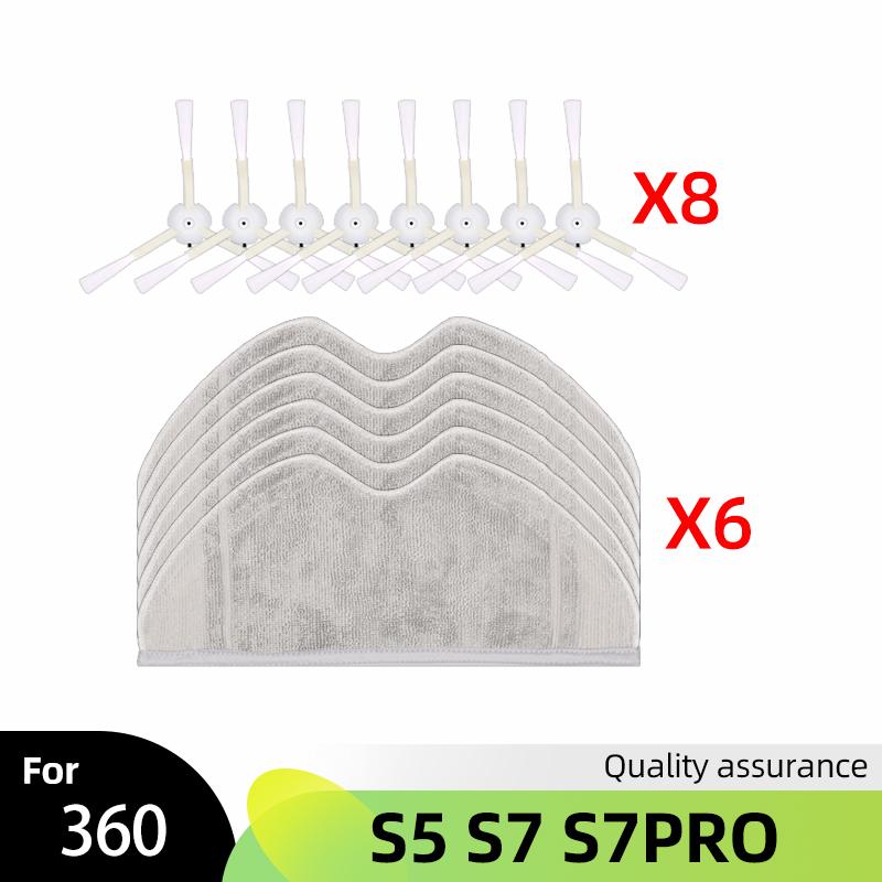 Spare Main Side Brush Mop Cloth Wipe Hepa Water Filter for Qihoo 360 S5 / S7 Pro Robot Vacuum Cleaner Cleaning Accessories