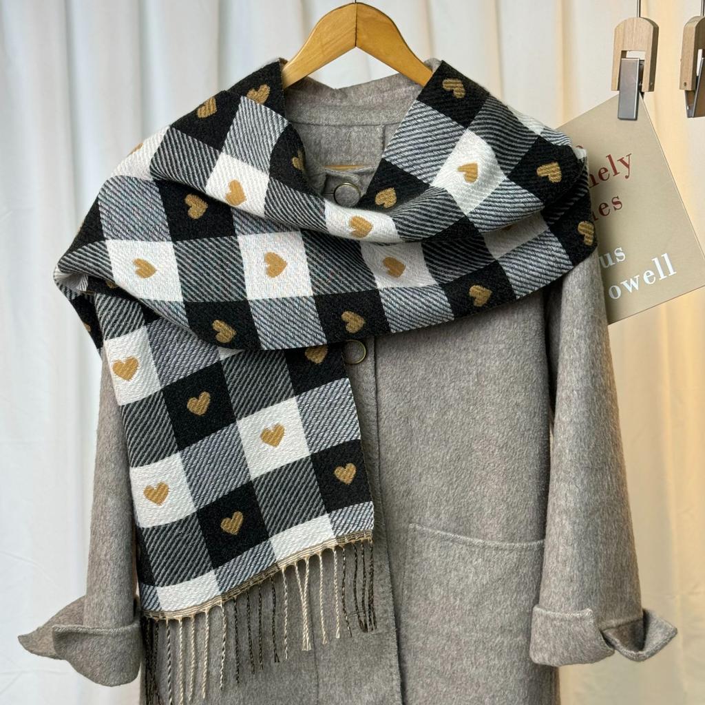 1PCS Autumn Winter Fashionable and Trend Plaid Scarf Luxury Women Color Matching Tassel Bib Scarves Imitation Cashmere Shawl