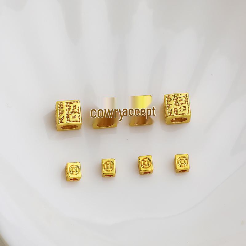 Квадратные разделительные бусины с покрытием Sand Gold для улучшения удачи, для изготовления украшений своими руками