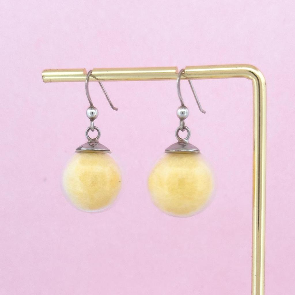 zakkaism Yellow Cotton Candy Hook Earrings - Handmade 925 Sterling Silver Jewelry for Women's Gift