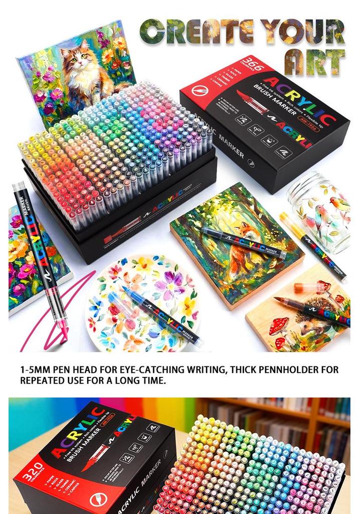 Children's DIY Acrylic Marker Set - Soft Tip, Quick-Dry, Colorful Watercolor Pens for Art and Journaling