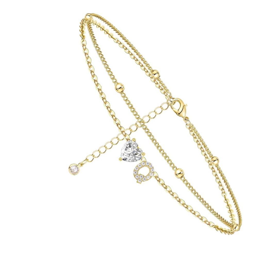 Инициал Сердце Ножной браслет Сердце Буква Ножной браслет Персонализированная монограмма Ножной браслет1 шт