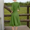 Женское модное платье средней длины со средним рукавом, сексуальное платье с V-образным вырезом