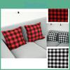 Cozy Red And Black Plaid Christmas Throw Pillow Cover Soft Square Cushion Case 45x45cm