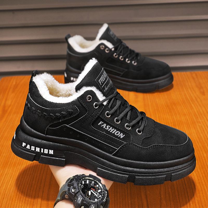 Мужские ботинки зимние бархатные утолщенные теплые два хлопковых туфли строительные работы нескользящие износостойкие с низким голенищем инструменты ботинки Martin обувь прилив