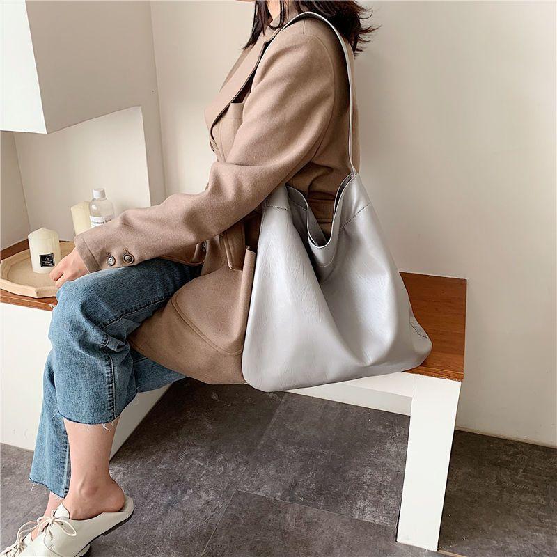 Fashionable Large Capacity Women's Autumn Winter Korean Style Casual Lazy Style Versatile Ins Retro Shoulder Bag