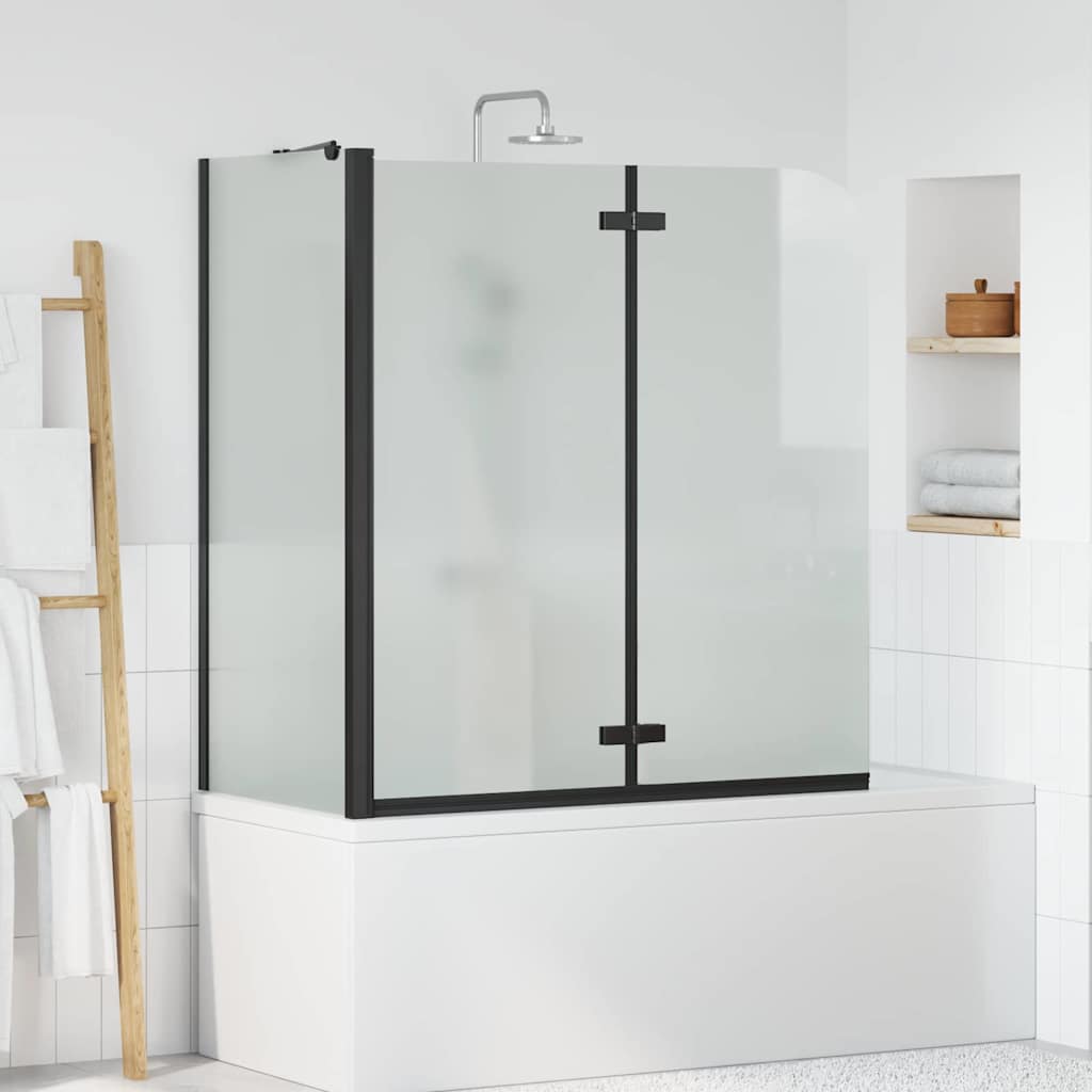 Black Shower Screen for Bathtub 120 x 68 x 130 cm