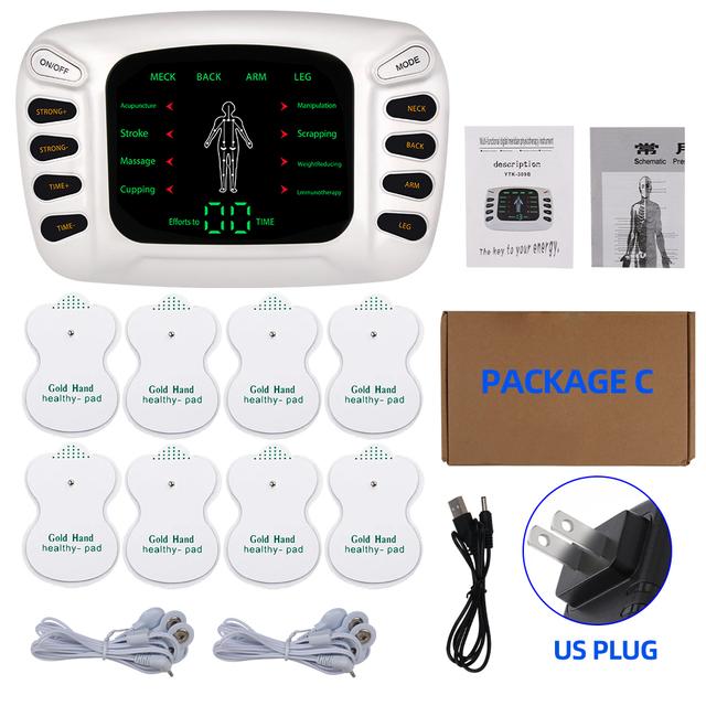 EMS Machine Electric Physiotherapy Tens Body Electrical 8 Pads Muscle Stimulator Pulse Acupuncture Back Neck Slipper Massage