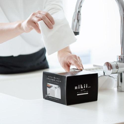 &NE Paper Cloths, Nikii, 30 Sheets, 24cm Wide x 25cm Long, Kitchen Paper, Made in Japan, Thick, Natural Fiber, Quarto-Fold, Mesh Type, Absorbent, 3-Pl