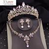 Rhineston Crystal Bridal Jewelry Sets for Women Tiara Crown Necklace Earring Prom Bride Costume Jewelry Sets Wedding Fashion
