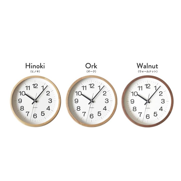 KATOMOKU muku clock 16, Дерево хиноки, km-113HI, настенные часы с непрерывной секундной стрелкой, диаметр 30,6 см (кварцевые часы)