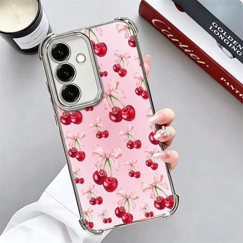 Сладкий мягкий чехол для телефона с вишневым бантом для Samsung A17 A27 A07 A37 A57 A16 A56 A15 A55 A14 A54 A13 A53 A26 A36 A25 A35 A24 A34 A23 A33