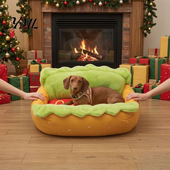 Stable Pet Lounger for Tiles Hot Dog Bed, Cozy Cute Removable Washable Soft Corduroy Cat Nest Mat, Plush Bed Small Dogs Cats Puppy Sleeping Mat