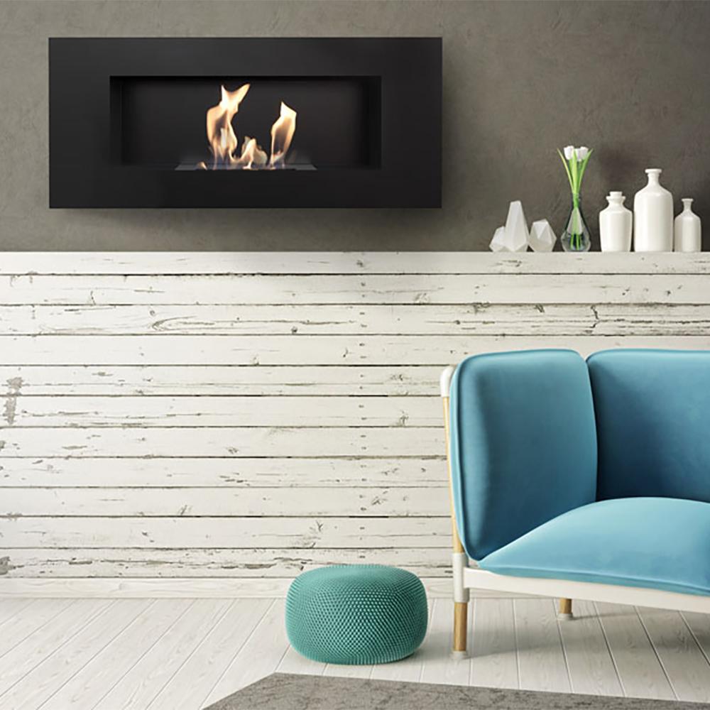 Wall mounted Bioethanol fireplace DELTA black TÜV