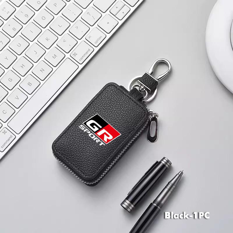 Leather Car Keychain Bag Organizer Key Zipper Case EWUYJF7 Bag Protection Cover For Toyota Crown GR Corolla YARIS Auris C-HR Hilux Vios