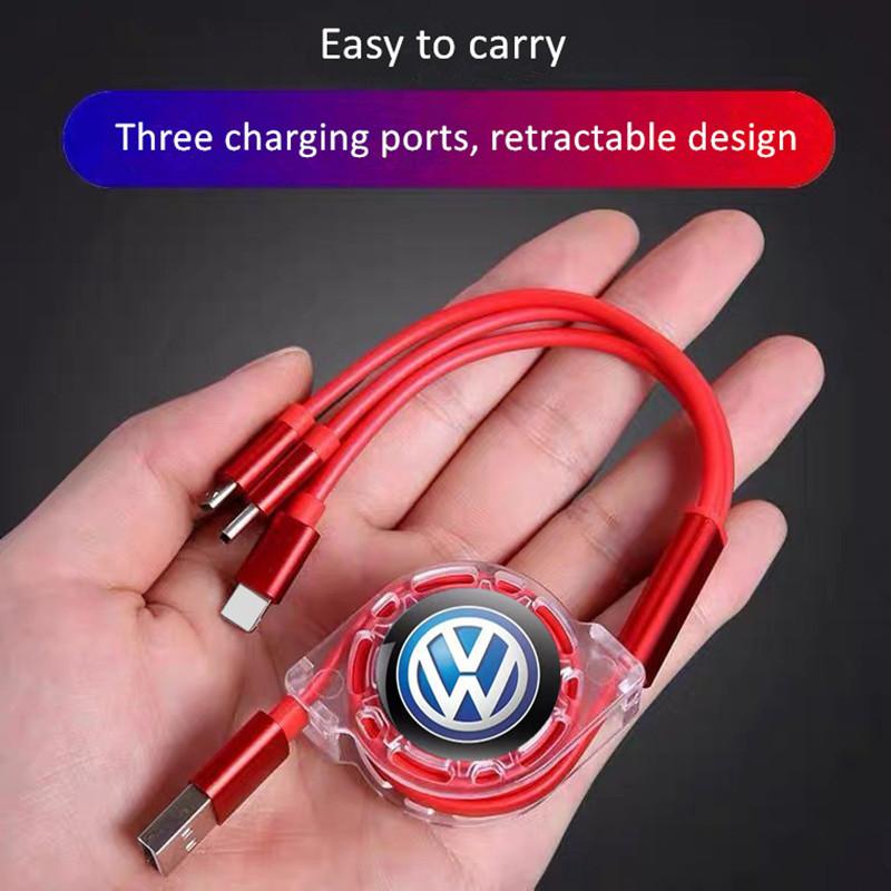 W161 Новый 3-в-1 Micro USB Type C Зарядный кабель Мультизарядное устройство Для Volkswagen RLine Golf GTI Passat Jetta Beetle B7 B5 Tiguan Scirocco