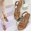 Women Fashion  Flat Flower Rhinestone Sandals Open Toe Outdoor Wear Beach Sandals Luxury Sandals Women Designers Shoes Big Size