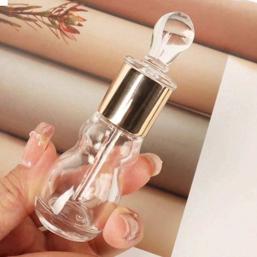 1Pc Refillable Transparent Glass Essential Oil Perfume Bottle, 12ml Mini Sample Vial, DIY Decoration, No Scent,
