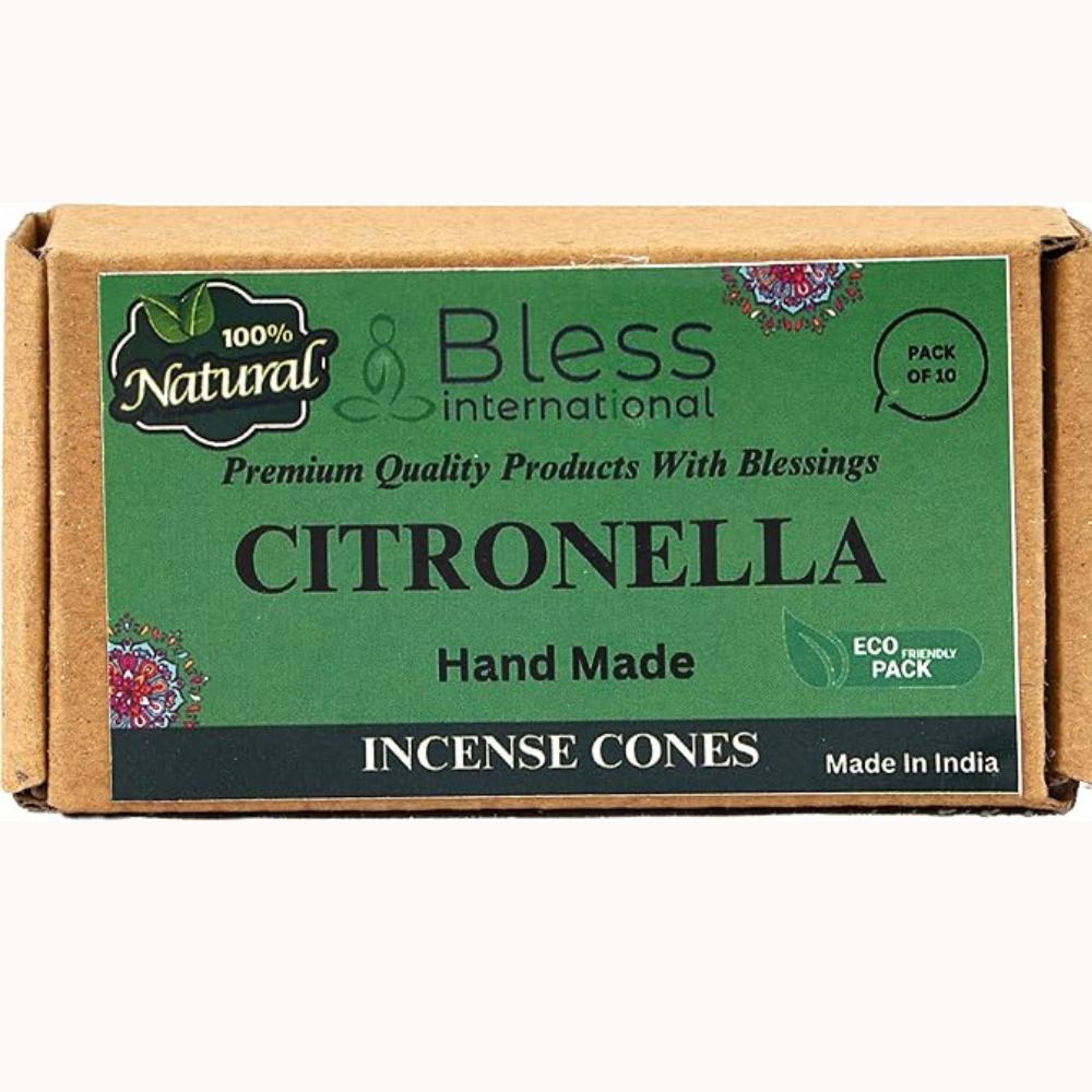 BLESS INTERNATIONAL Citronella 100%-натуральные-благовония-конусы ручной работы-обработанные вручную-органические-без-химии-для-очищения-релаксации-позитивности