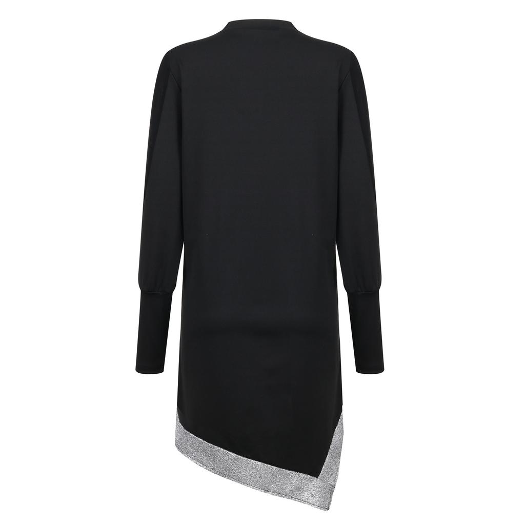 Женское модное кружевное сетчатое платье с блестками в стиле пэчворк с длинным рукавом и круглым вырезом