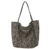 Niche Leopard Print Canvas Tote Bag Women's Bag Casual Large Capacity Fashion Handbag Korean Version Foreign Style Shoulder Messenger Bag