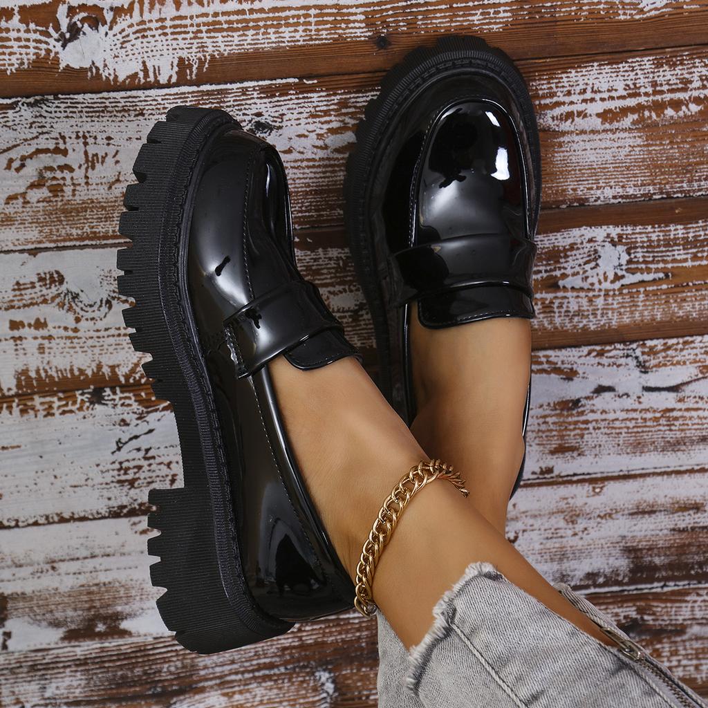 Fashion Large Size Loafers Women Platform Flats Spring New Designer Dress Elegant Shoes Walking Comfort Retro Single Shoes Zapatos Mujer