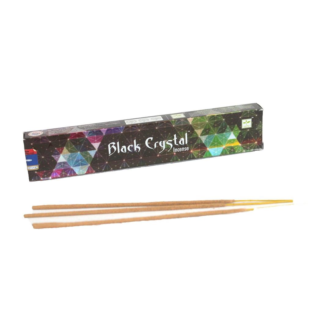 5x Black Crystal Incense Sticks 15g Satya